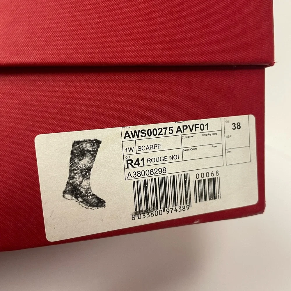 Valentino Garavani tall flat rain boots red flowers 38